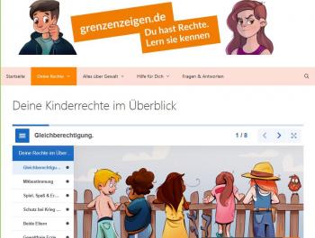 Screenshot der Startseite von grenzenzeigen.de