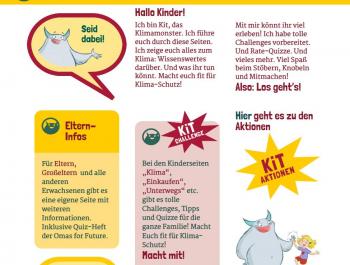 Screenshot der Startseite von Kit Klimamonster