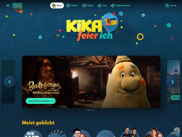 Screenshot Startseite kika.de