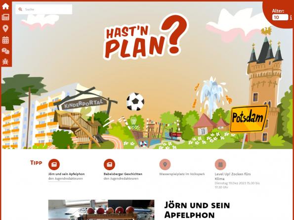 Screenshot der Startseite von Hast'n Plan?