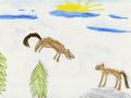 Un saut-de-loup, vielleicht ist es ein Wolf, der gerade springt Springender Wolf